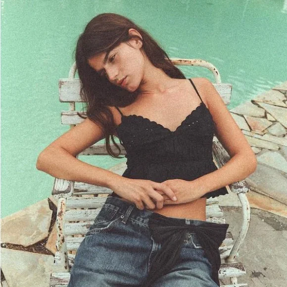 Zara Embroidered Black Lace Cami Top - Picture 6 of 9